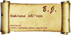 Bablena János névjegykártya